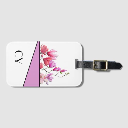 Mit Monogramm "Pinks" Botanische Gepäckmarke Gepäckanhänger (Vorderseite (Horizontal))