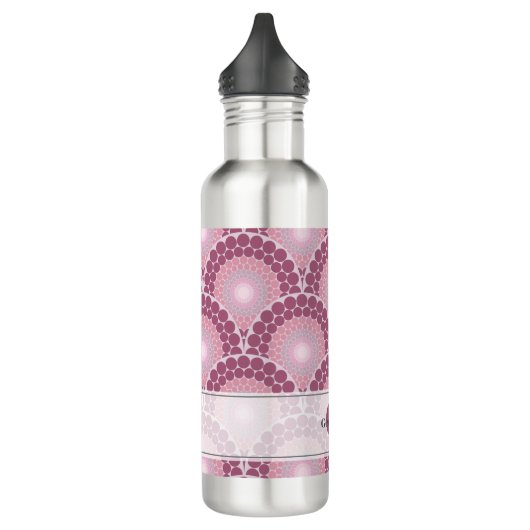 Mit Monogramm Pinks Dusky Rose Dot Mandala Edelstahlflasche (Links)