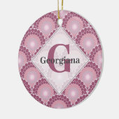 Mit Monogramm Pinks Dusky Rose Dot Mandala Keramik Ornament (Links)