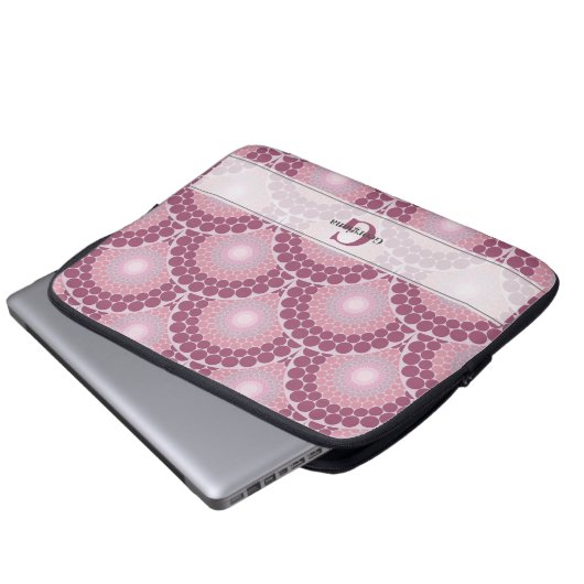 Mit Monogramm Pinks Dusky Rose Dot Mandala Laptopschutzhülle (Vorne Knopf)