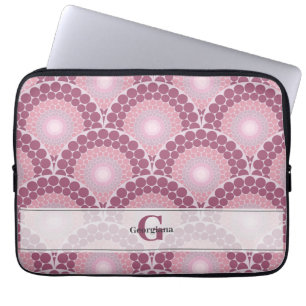 Mit Monogramm Pinks Dusky Rose Dot Mandala Laptopschutzhülle