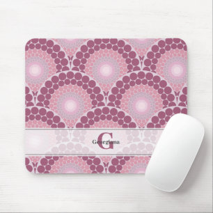 Mit Monogramm Pinks Dusky Rose Dot Mandala Mousepad