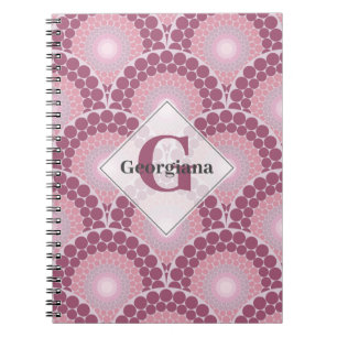 Mit Monogramm Pinks Dusky Rose Dot Mandala Notizblock