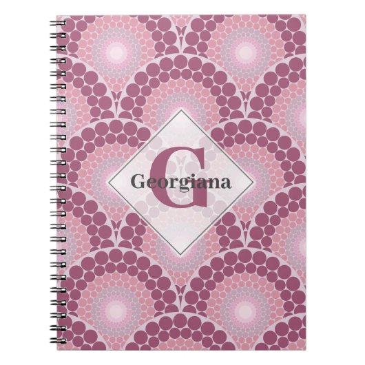 Mit Monogramm Pinks Dusky Rose Dot Mandala Notizblock (Vorderseite)