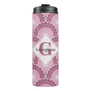 Mit Monogramm Pinks Dusky Rose Dot Mandala Thermosbecher