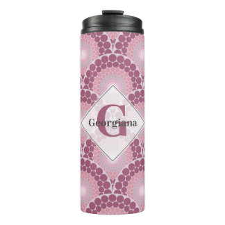 Mit Monogramm Pinks Dusky Rose Dot Mandala Thermosbecher
