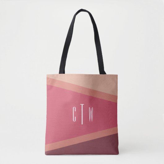 Mit Monogramm Pinselgeometrie Abstrakt Tasche (Vorderseite)