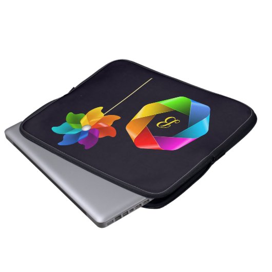 Mit Monogramm Pinwheel Elektronenbeutel Laptopschutzhülle (Vorne Knopf)