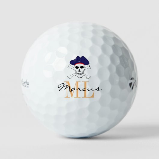Mit Monogramm Piratenflagge und Captain-Golf-Balls Golfball (Vorderseite)