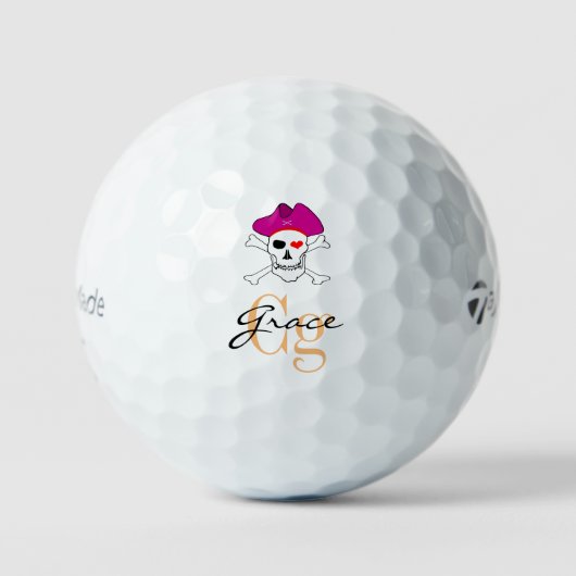 Mit Monogramm Piratenflagge und Captain Grace Golf Golfball (Vorderseite)