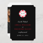 Mit Monogramm Poker Chip Save the Date Einladung (Vorne/Hinten)