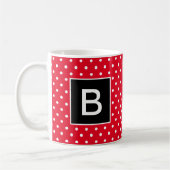Mit Monogramm Polka-Dot in Rot und Schwarz Kaffeetasse (Links)