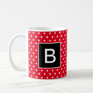 Mit Monogramm Polka-Dot in Rot und Schwarz Kaffeetasse