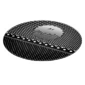 Mit Monogramm Polka-Punkt-Schwarz-weißes Schneidebrett (Ecke)