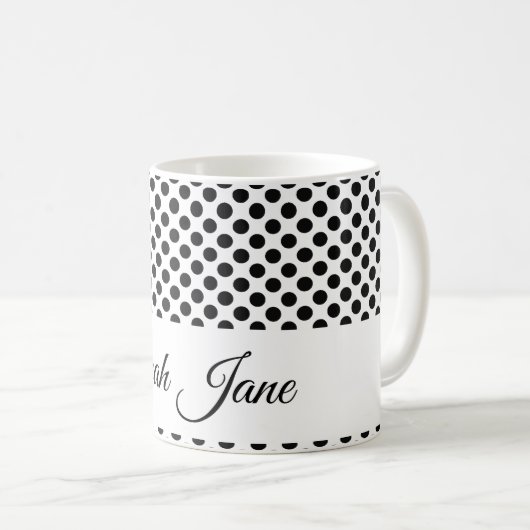 mit Monogramm Polka-Punkte Kaffeetasse (VorderseiteRechts)