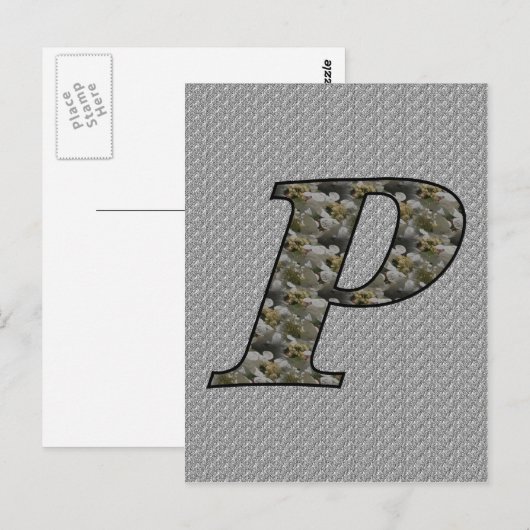 Mit Monogramm Postkarte P Hydrangea Floral (Vorne/Hinten)