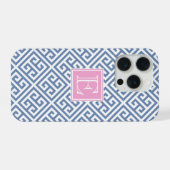 Mit Monogramm Preppy-Blue-Key iPhone Hülle (Rückseite (Horizontal))
