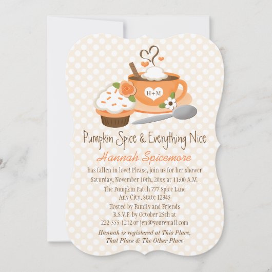 Mit Monogramm Pumpkin-Speckfall-Brautparty Einladung (Vorderseite)