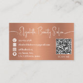 Mit Monogramm QR-Code aus gebürstetem Metall Visitenkarte (Rückseite)