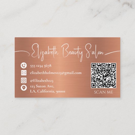 Mit Monogramm QR-Code aus gebürstetem Metall Visitenkarte (Rückseite)