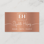 Mit Monogramm QR-Code aus gebürstetem Metall Visitenkarte (Vorderseite)