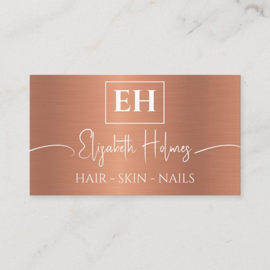 Mit Monogramm QR-Code aus gebürstetem Metall Visitenkarte (Vorderseite)