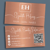 Mit Monogramm QR-Code aus gebürstetem Metall Visitenkarte