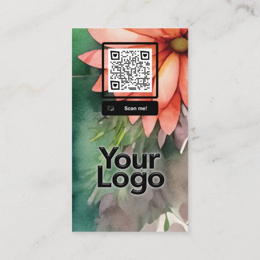 Mit Monogramm QR-Logo von J Daisy Floral Visitenkarte (Rückseite)