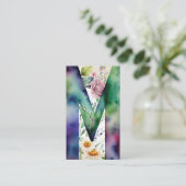 Mit Monogramm QR-Logo von M Daisy Floral Visitenkarte (Stehend Vorderseite)