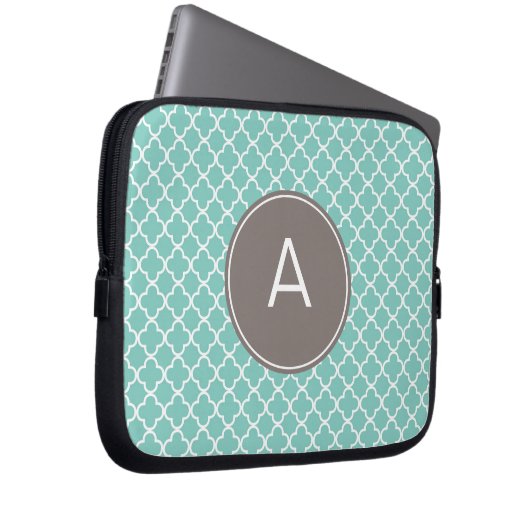 Mit Monogramm Quatrefoil Muster Laptopschutzhülle (Vorne Rechts)