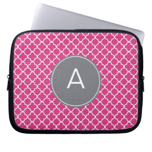 Mit Monogramm Quatrefoil Muster Laptopschutzhülle