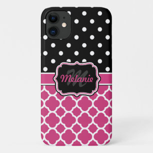 Mit Monogramm Quatrefolie Lattice Polka Dot Case-Mate iPhone Hülle