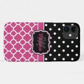 Mit Monogramm Quatrefolie Lattice Polka Dot Case-Mate iPhone Hülle (Rückseite (Horizontal))