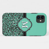 Mit Monogramm Quatrefolienspitzen-Leoparden Case-Mate iPhone Hülle (Rückseite (Horizontal))