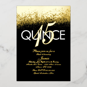 Mit Monogramm Quince-Glitzer-Gold Folieneinladung