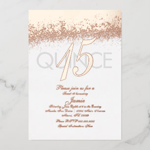 Mit Monogramm Quince-Gold-Glitzer   Folieneinladung