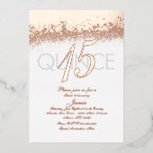 Mit Monogramm Quince-Gold-Glitzer Folieneinladung (Vorderseite)