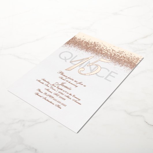 Mit Monogramm Quince-Gold-Glitzer Folieneinladung (Gedreht)
