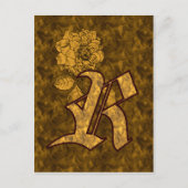 Mit Monogramm R Gold Peony Postcard Postkarte (Vorderseite)
