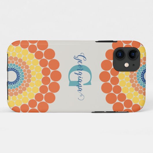 Mit Monogramm Radiant Aegean Summer Dot Mandala Case-Mate iPhone Hülle (Rückseite (Horizontal))