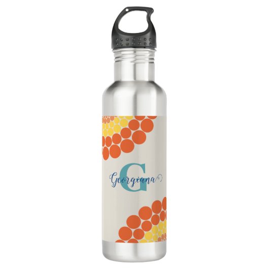 Mit Monogramm Radiant Aegean Summer Dot Mandala Edelstahlflasche (Vorderseite)