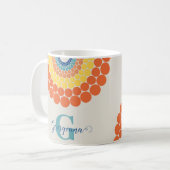 Mit Monogramm Radiant Aegean Summer Dot Mandala Kaffeetasse (Vorderseite Links)