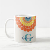 Mit Monogramm Radiant Aegean Summer Dot Mandala Kaffeetasse (Links)