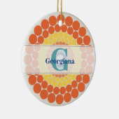 Mit Monogramm Radiant Aegean Summer Dot Mandala Keramik Ornament (Rechts)