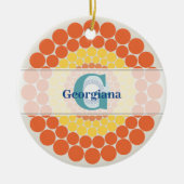 Mit Monogramm Radiant Aegean Summer Dot Mandala Keramik Ornament (Vorne)