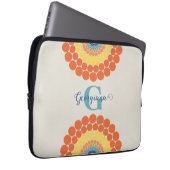 Mit Monogramm Radiant Aegean Summer Dot Mandala Laptopschutzhülle (Vorne Rechts)