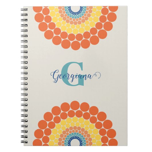 Mit Monogramm Radiant Aegean Summer Dot Mandala Notizblock (Vorderseite)