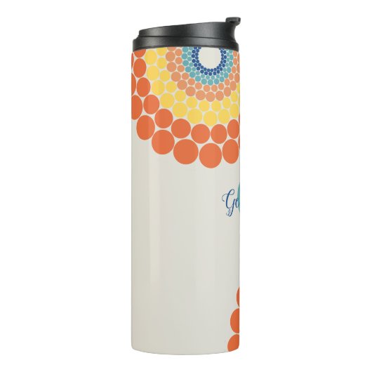 Mit Monogramm Radiant Aegean Summer Dot Mandala Thermosbecher (Nach links gedreht)