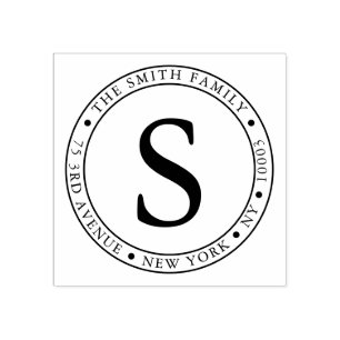 Mit Monogramm Rahmenrunde Rücksendeadresse Gummistempel