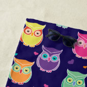 Mit Monogramm Rainbow Blue Owl Pattern Girls Strandtuch (Beispiel)